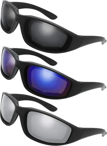 Miniatura 11 de Gafas de Motocicleta con Marco Acolchado y Lentes que Bloquean 100% UVB/UVB para Actividades al Aire Libre y Deportes 5-negro mate