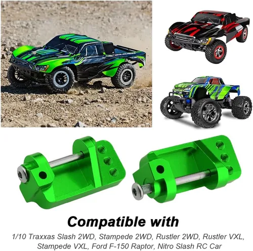 Miniatura 2 de Hobbypark Bloques de ruedas de aleación de aluminio para RC 1/10 Traxxas 2WD Slash, Stampede, Rustler, Nitro Slash, reemplaza la parte 3632 (verde)