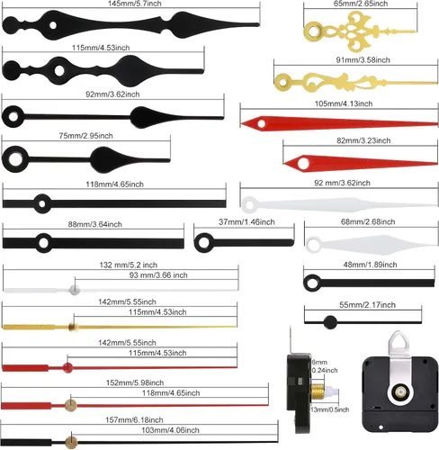 Miniatura 7 de Outus Kit de mecanismo de movimiento de reloj de cuarzo de 5 piezas con 7 pares de manecillas diferentes, funciona con pilas, para reemplazo