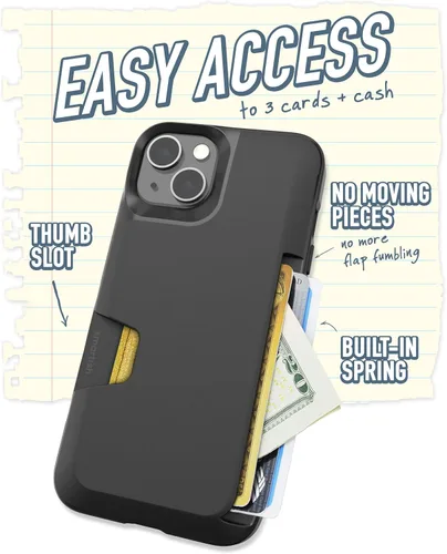 Miniatura 2 de Smartish - Funda tipo cartera para iPhone 13, diseño de cartera volumen. 1 tarjetero de crédito [delgado + protector] – Lazo negro traje de noche