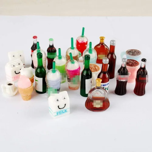 Miniatura 2 de NWFashion Botella de juguetes en miniatura para adultos y niños, juego de cocina, cocina, decoración de casa de muñecas (mezcla de 26 piezas)