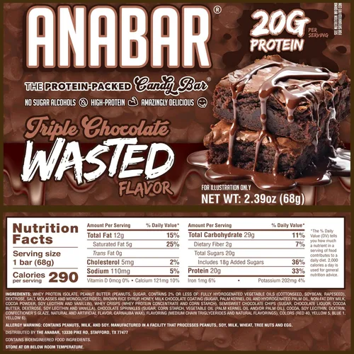 Miniatura 2 de Barra de Proteína Anabar, Triple Chocolate Perdido, La Barra de Caramelo Repleta de Proteína, Sin Alcoholes de Azúcar, Alta en Proteína