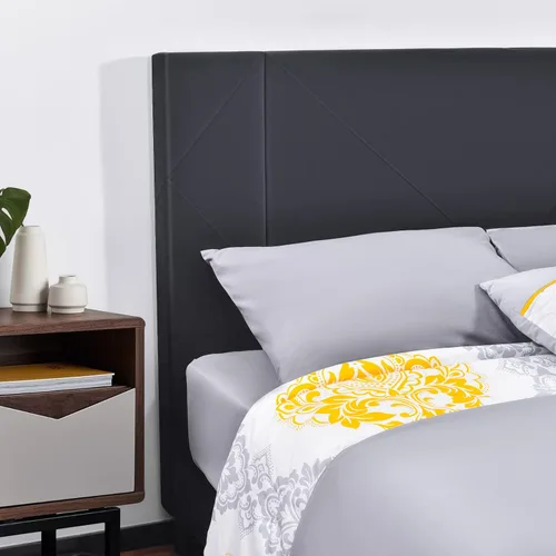 Miniatura 7 de Base de cama individual con cabecera de plataforma de cama, marco de cama resistente de tablón, sin necesidad de caja de resorte, sin ruido y fácil