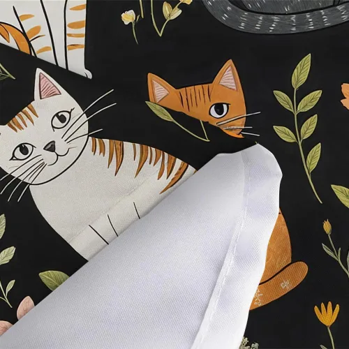 Miniatura 5 de MERCHR Cortina de Ducha de Gato Lindo Campista para Baño de Remolque de Viaje, Divertido Juego de Cortinas de Ducha de Tela Negra con Gato