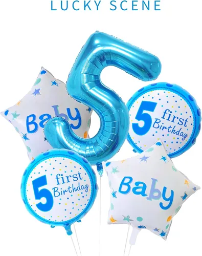 Miniatura 2 de Globo azul de 40 pulgadas con el número 5, globo de aluminio Mylar para cumpleaños, aniversarios, graduaciones, decoración de fiestas