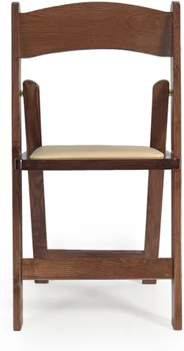 Miniatura 8 de Sillas plegables de madera con cojín, asientos comerciales apilables, sillas para bodas, banquetes y eventos, juego de 4, madera de fruta clásica