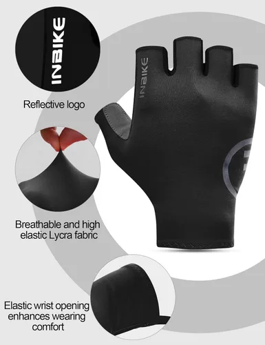 Miniatura 3 de INBIKE Guantes de ciclismo para hombres y mujeres, guantes de bicicleta transpirables ligeros de medio dedo, guantes de ciclismo de montaña