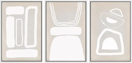 Miniatura 175 de SIGNWIN Lienzo enmarcado para pared, arte con pinceladas de flujo neutro en tonos beige abstractos, ilustraciones, arte moderno, decorativo