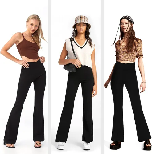 Miniatura 2 de Pantalones de yoga con corte de bota para mujer, leggings acampanados para mujer, cintura alta, cruzada, entrenamiento, descanso, pantalones