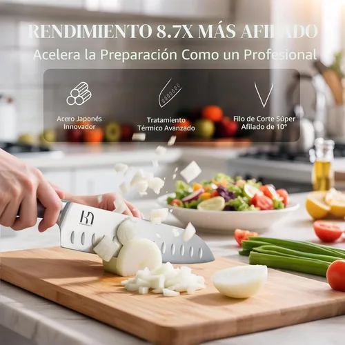 Miniatura 2 de Juego de 14 piezas de cuchillos de cocina KnifeSaga de acero inoxidable de alto carbono japonés de primera calidad con afilador incorporado, juego