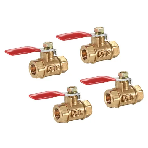 uxcell Interruptor de cierre de válvula de bola de aire de latón G1/8 hembra a hembra, acoplador de montaje de tubería de tubería de 180 grados,