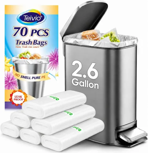 Miniatura 9 de Teivio - Bolsas de basura medianas sin perfume de 8 galones, 220 unidades, para bolsas de basura de 7, 8, 9 y 10 galones de grosor, bolsas