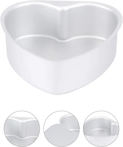 Miniatura 4 de Yardwe Molde de aluminio para hornear con forma de corazón, molde antiadherente para hornear en forma de corazón, 2 unidades, 6 pulgadas