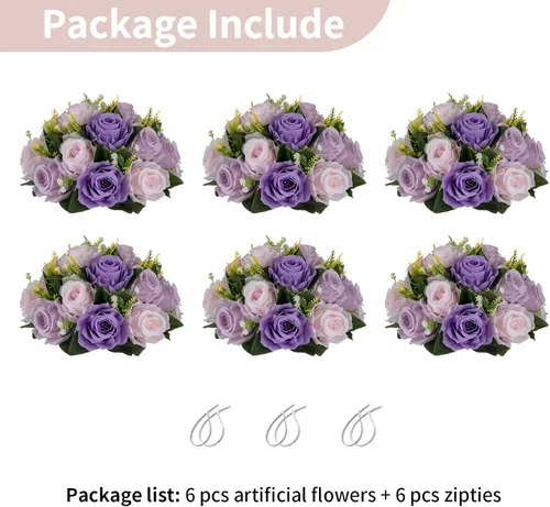 Miniatura 141 de NUPTIO Centros de mesa de flores para mesas de boda: arreglo de bolas de flores artificiales rosa y blanco para bodas, fiestas, 2 piezas de rosas