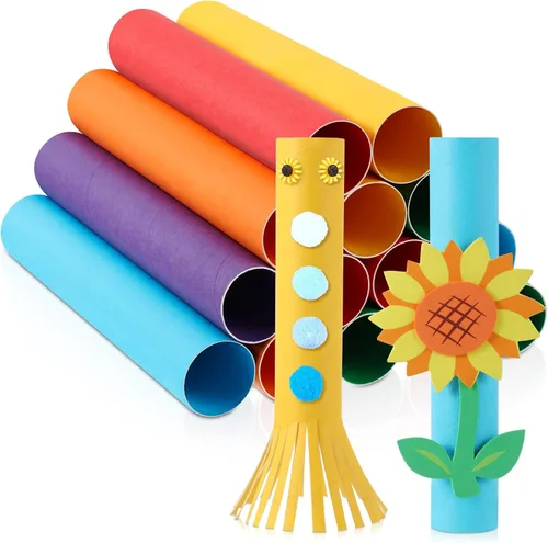 Miniatura 20 de Henoyso Paquete de 100 tubos de cartón para manualidades, rollos gruesos de papel higiénico vacíos para niños, proyectos de aula, manualidades