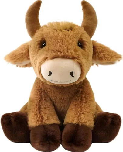 Miniatura 16 de OROZCOR Animal de Peluche de Vaca Highland, Lindos Juguetes de Figuras de Peluche de Vaca Esponjosa, Decoración de Peluche de Ganado Highland