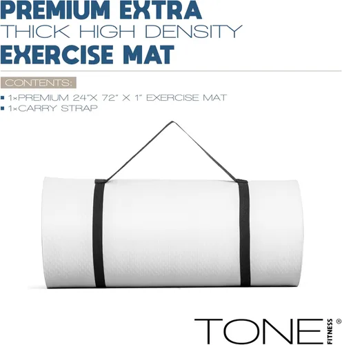 Miniatura 2 de Tone Fitness Esterilla de yoga de 1 pulgada de grosor Alfombrilla de ejercicio antideslizante de alta densidad con correa de transporte para yoga