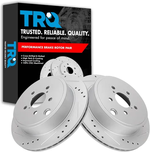 Miniatura 276 de TRQ Juego de rotores de freno de rendimiento trasero con revestimiento G premium compatible con Mazda 6 2014-2021