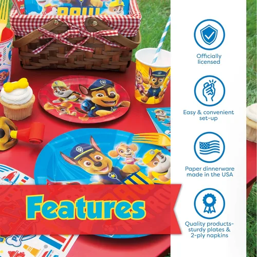 Miniatura 3 de Suministros y decoraciones para fiestas de Paw Patrol, suministros de fiesta de cumpleaños de Paw Patrol, sirve para 16 invitados, con licencia