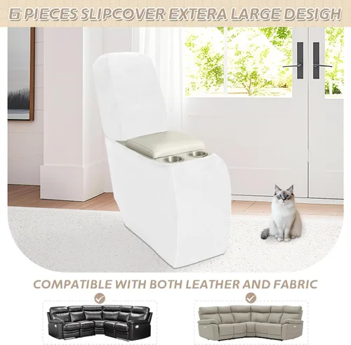 Miniatura 554 de Arfntevss Fundas de sofá seccional reclinable de terciopelo, Funda de sofá seccional de esquina para sofá reclinable, Funda elástica suave