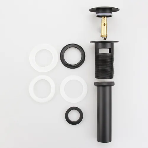 Miniatura 5 de Desagüe de Fregadero de Tocador de Baño, Tapón de Desagüe Emergente con Rebosadero, Negro