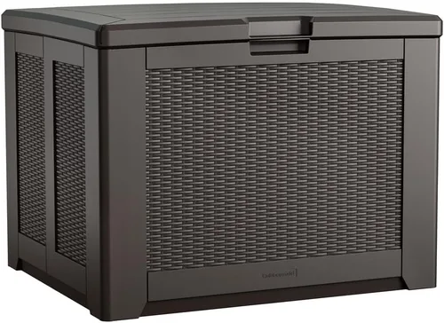 Miniatura 11 de Caja de almacenamiento para exteriores de resina extra grande Rubbermaid (134 galones), resistente a la intemperie, color negro, organización