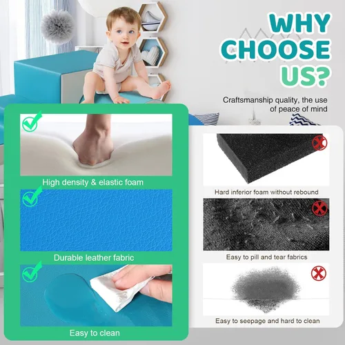 Miniatura 4 de Sumbababy Bloques de escalada de espuma para niños pequeños: con un túnel - 4 bloques de espuma - Escaladores de interior para niños, estructuras