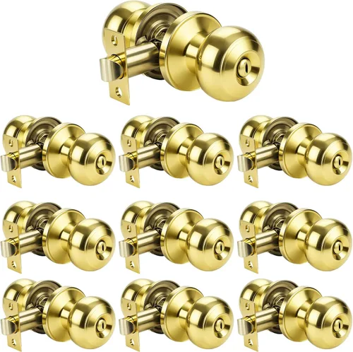 Miniatura 50 de KNOBWELL Pomos de puerta de privacidad, pomo de puerta de cama y baño con cerradura, pomos de puerta de bronce aceitado interior, pomo de puerta