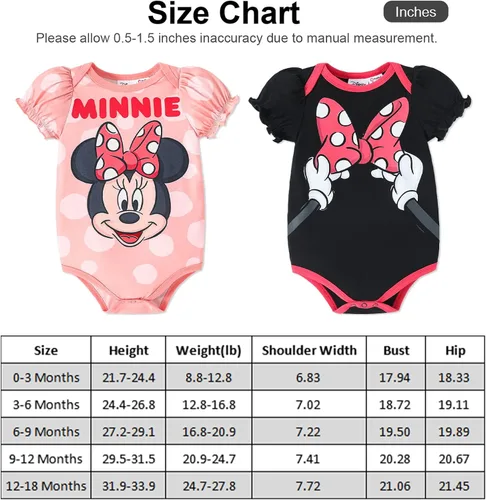 Miniatura 7 de Disney Conjunto de 2 mamelucos de algodón con manga abullonada de Minnie Mouse para bebé niña