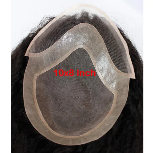 Miniatura 7 de Peluca de cabello humano rizado liso de 12 pulgadas de largo para hombres, 10 x 8 pulgadas, 100% cabello humano para hombre, red mono