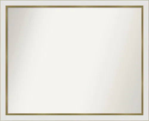Miniatura 473 de Amanti Art Espejo de baño blanco para sobre el fregadero, 30 x 35 pulgadas, espejo de tocador rectangular estrecho de Eva de oro blanco, marco