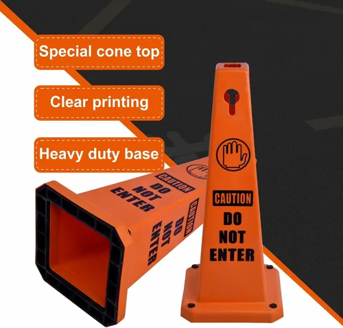 Miniatura 3 de Conos de precaución de 26.5 pulgadas, letreros de seguridad visibles de 4 lados con base de goma pesada, advertencia para prevención de resbalones