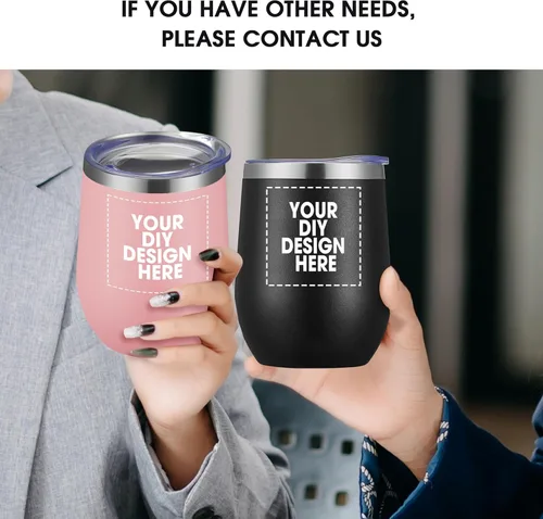Miniatura 6 de Vaso de vino personalizado con impresión en Estados Unidos, taza de café personalizada de viaje de acero inoxidable con tapa y pajita, taza aislada