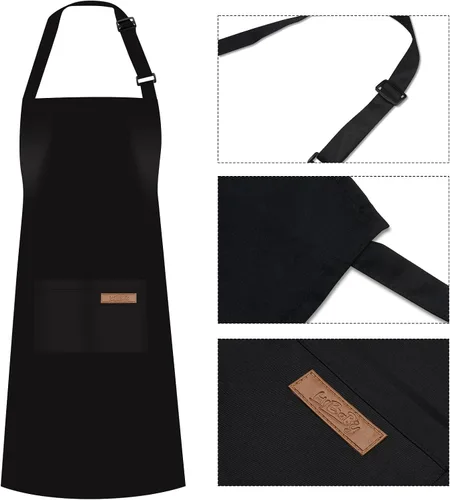 Miniatura 4 de Delantal ajustable, paquete de 2 delantales con 2 bolsillos, delantales de cocina para hombres y mujeres, para barbacoa al aire libre, hornear