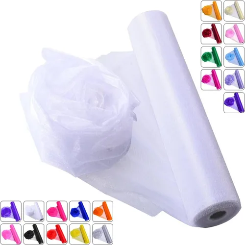 Miniatura 22 de Tela de Organza de Cristal Tul - 16" por 50 Yardas Tela Transparente para Decoración de Fiestas de Boda Despedida de Soltera Tutú Rollo de Malla