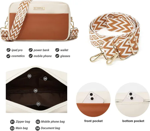 Miniatura 214 de Juego de 4 bolsas modernos para mujer de cuero sintético: bolso tote, bolso de hombro, bolso de mano y cartera.
