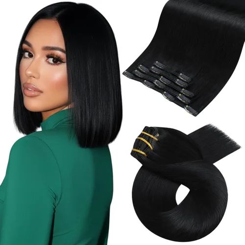 Miniatura 63 de Moresoo Extensiones de cabello humano Remy con clip, color rubio platino, extensiones de cabello humano real de doble trama, color rubio #60, 18