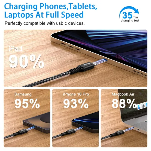 Miniatura 3 de Cable de carga para Samsung de 6 pies, 240 W, USB C a USB C, cable de carga súper rápida para Samsung Galaxy S26 Ultra Plus Z Flip 7 FE Z Fold 7 S25