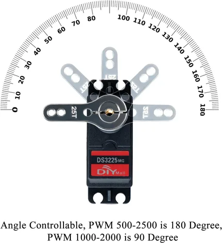 Miniatura 5 de RDS5180 176.4 lbs Servo digital de alto par 7.4 V servo de doble eje, engranaje de metal impermeable IP66 con soporte en forma de U para brazo robot