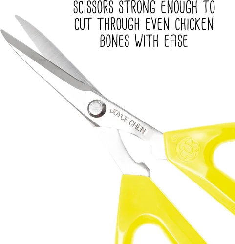 Miniatura 4 de Joyce Chen Tijeras de cocina originales ilimitadas, tijeras de cocina multiusos con asas cómodas, color amarillo, paquete de 2