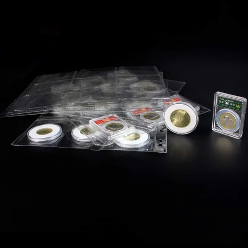 Miniatura 4 de 9 páginas de monedas de bolsillo, 10 hojas de plástico para monedas de coleccionista, suministros para colección de monedas