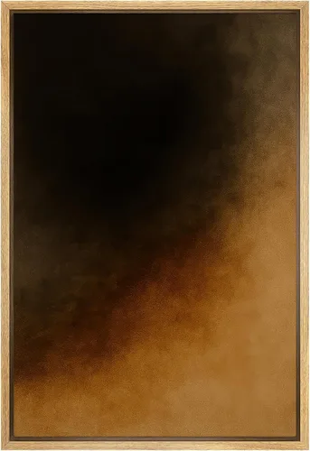 Miniatura 38 de SIGNFORD - Lienzo enmarcado para pared, arte de pintura grunge duotono blanco bronceado, trazos abstractos, formas ilustradas, arte moderno