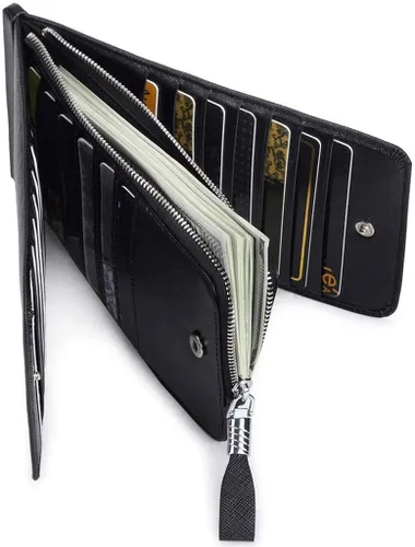 Miniatura 4 de Huztencor cartera de cuero con bolsillo para tarjeta de crédito bloqueo RFID, billetera, funda para tarjetas para mujer