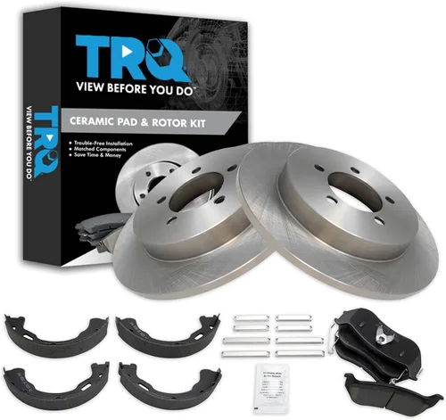 Miniatura 97 de TRQ Kit de pastillas de freno y rotor Posi trasero premium con zapatas de estacionamiento para camión GM SUV