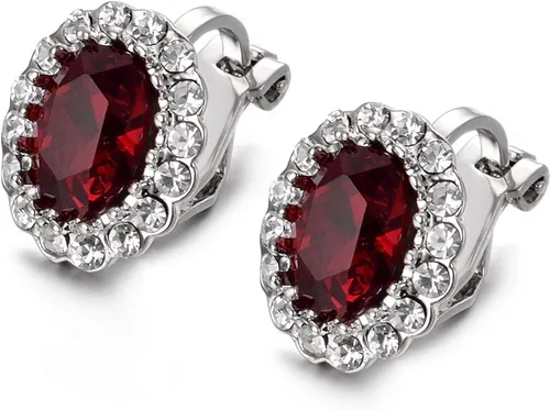 Miniatura 39 de Yoursfs Austria - Aretes de clip de cristal para mujer, chapados en oro de 18 quilates, joyería de moda con halo de circonita cúbica, aretes sin