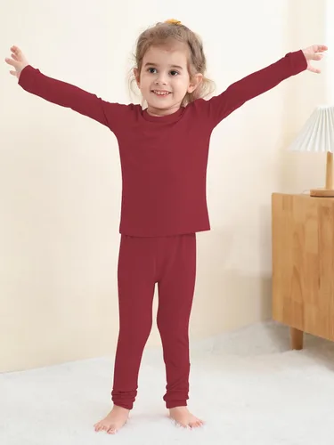 Miniatura 33 de GUISBY Conjunto de pijama de rayón de bambú para niños y niñas, ajuste cómodo, para uso diario, conjunto de pijama de 2 piezas