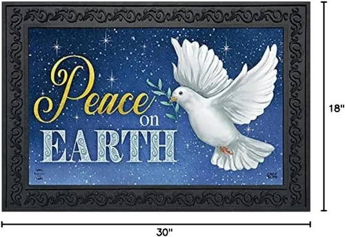 Miniatura 2 de Alfombra de puerta de Navidad de la paloma de la paz en la tierra de Briarwood Lane Peace On Earth