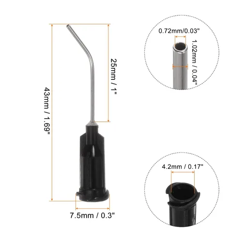 Miniatura 2 de HARFINGTON 12 piezas de agujas dispensadoras de punta roma, calibre 19, puntas dispensadoras curvadas a 45 grados, 1 pulgada de ángulo en el Negro