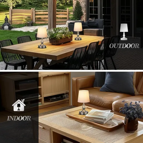 Miniatura 6 de PARTPHONER Mini lámpara de mesa LED inalámbrica, lámpara recargable con batería de 5200 mAh, lámpara operada por batería, 3 niveles de brillo