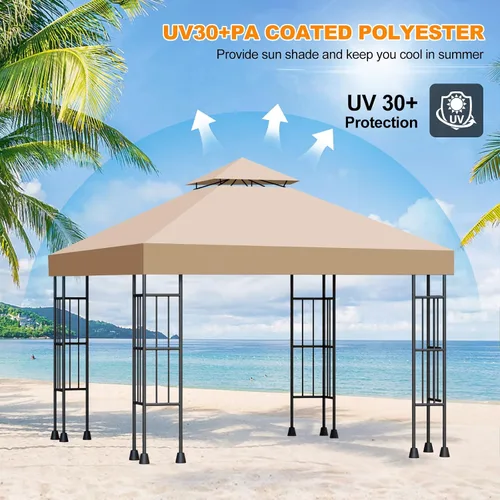 Miniatura 5 de Cubierta superior de repuesto para toldo de 10 x 10 pies, doble capa ventilada, para marco de glorieta de exterior estándar de 10 x 10 pies